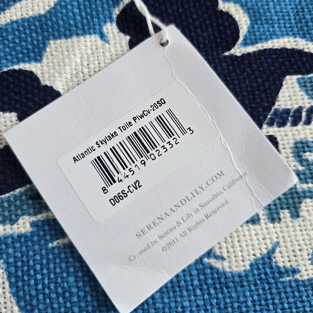Serna & Lily Skylake Toile Atlantic Blue Contemporary Decorative Pillow Cover